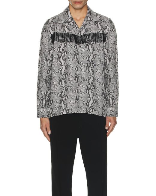 Needles Gray Fringe One Up Shirt Python In Charcoal for men