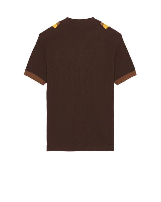 Beams Plus Orange Knit Polo Stripe Argyle for men
