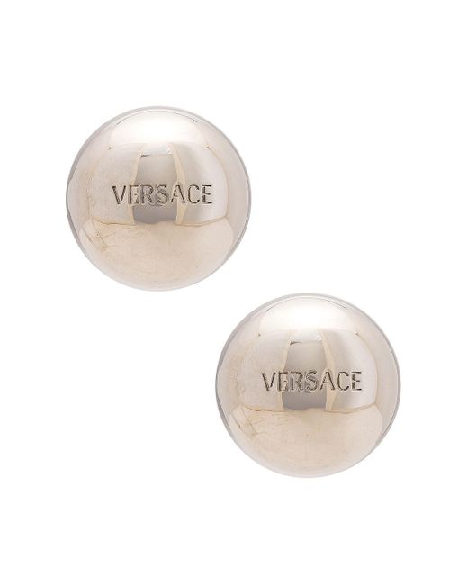 Versace White Logo Earrings