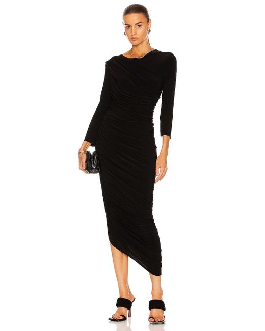 【ドレス】 Norma Kamali womens Long Sleeve Diana Gown Cocktail Dress Black ...