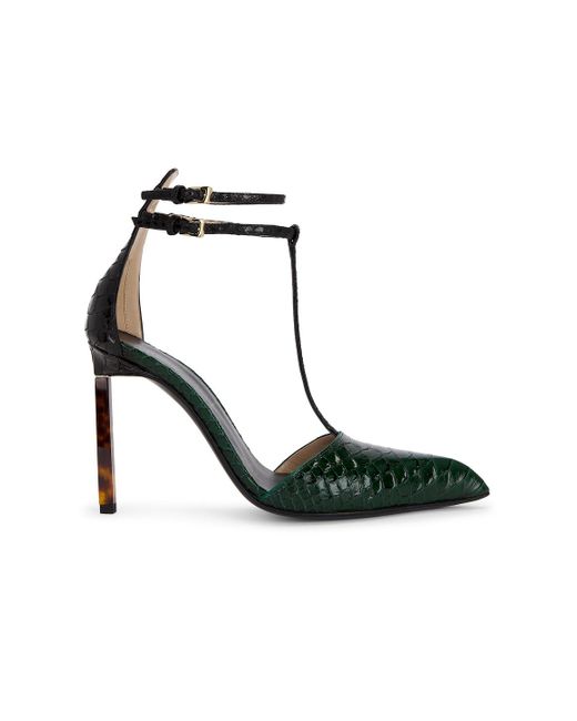 Tom Ford Printed Python T Strap 105 Pump in Green | Lyst
