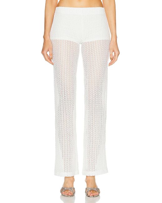Siedres White Sely Textured Low Rise Pant