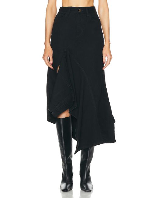 Monse Black Deconstructed Long Denim Skirt