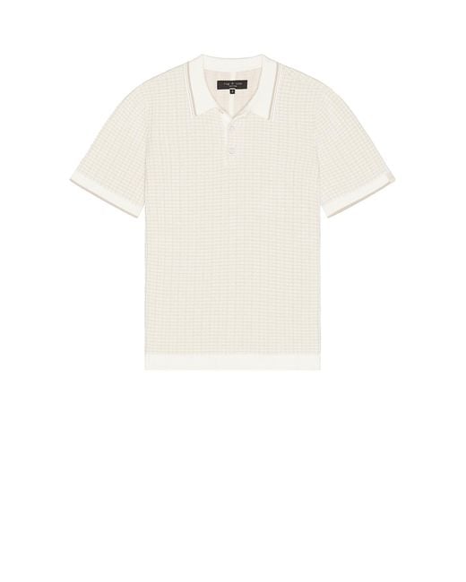 Rag & Bone White Harvey Rib Polo for men