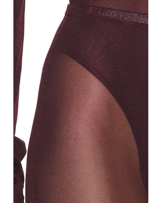SAME Red Ruched Knit Maxi Skirt