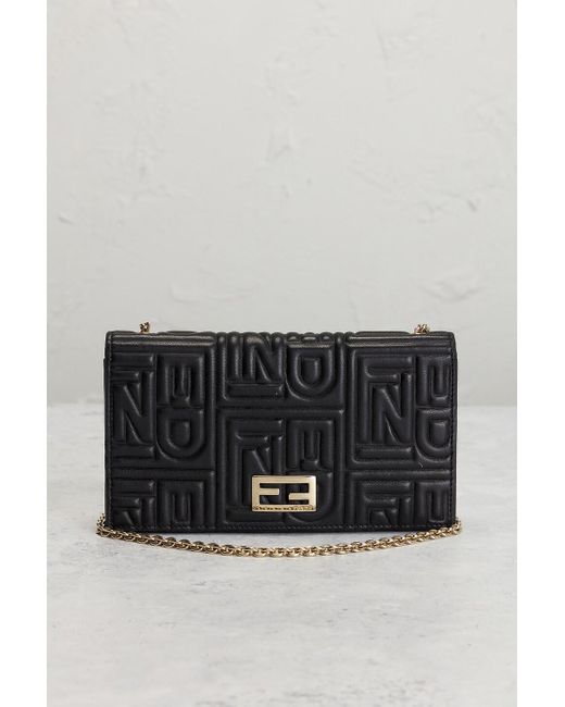 Fendi Black Embossed Wallet On Chain