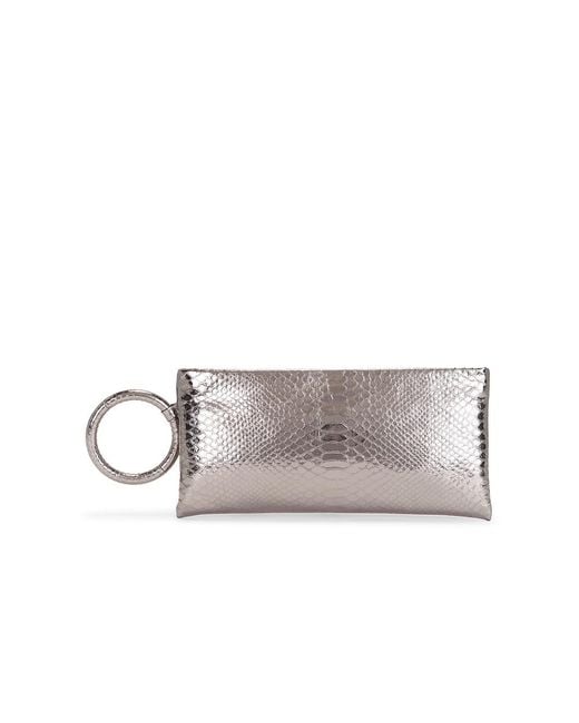 Tom Ford Gray Laminated Printed Python Clutch