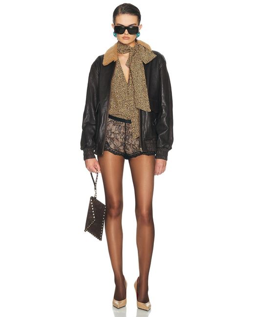 Valentino Black Aged Effect Leather Jacket