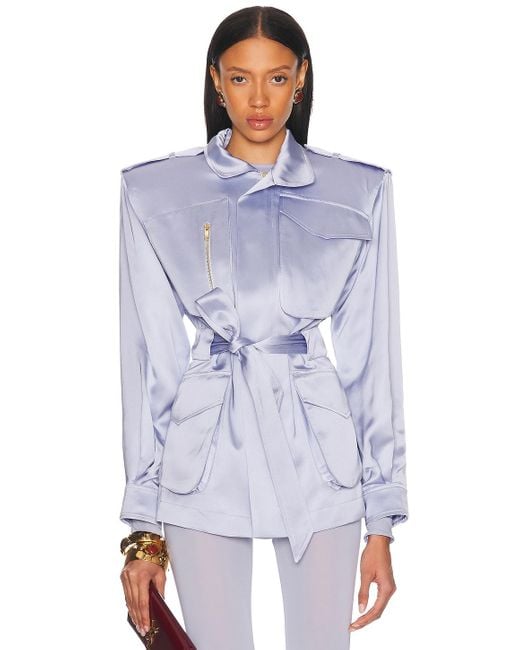 Alexandre Vauthier Blue Satin Tailoring Jacket