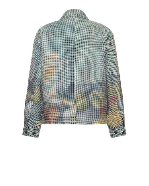vowels Blue Abstract Fruit Zip Up Work Jacket for men