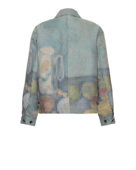 vowels Blue Abstract Fruit Zip Up Work Jacket for men
