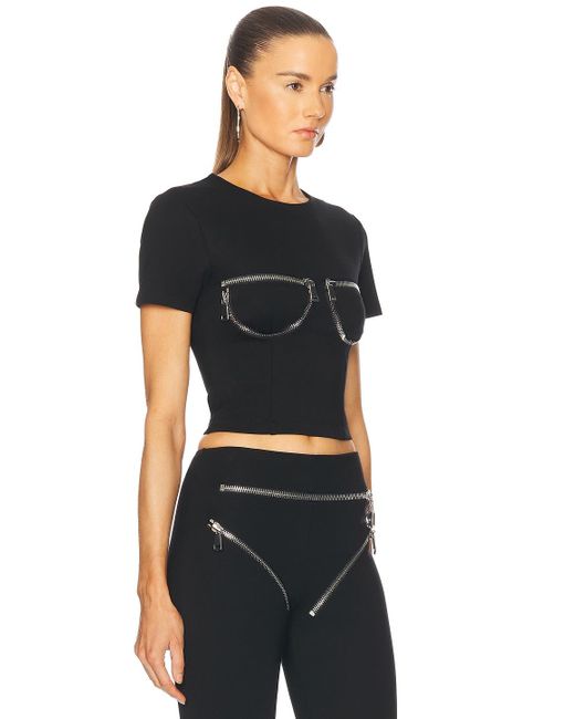 Area Black Zipper Bustier Cup T-shirt