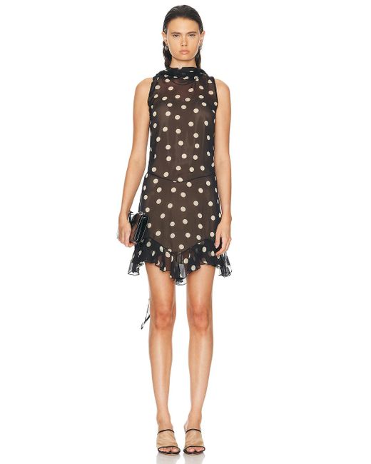 Stella McCartney Black Polka Dots Print Ruffled Dress