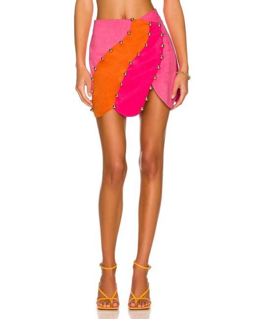 RAISA & VANESSA Slit Detail Mini Skirt in Pink | Lyst