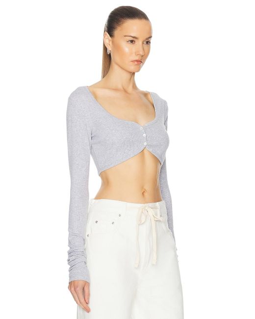 GRLFRND White Rib Button Through Crop Top