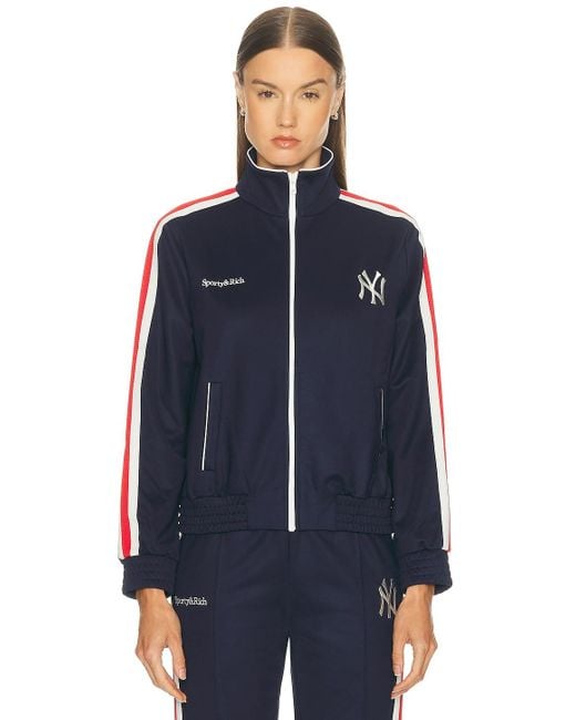 Sporty & Rich Blue X Ny Yankees Serif Track Jacket