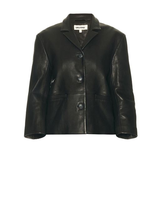 GRLFRND Black Marlo Leather Blazer