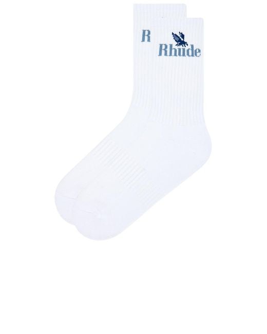 Rhude White Rossa Logo Socks for men
