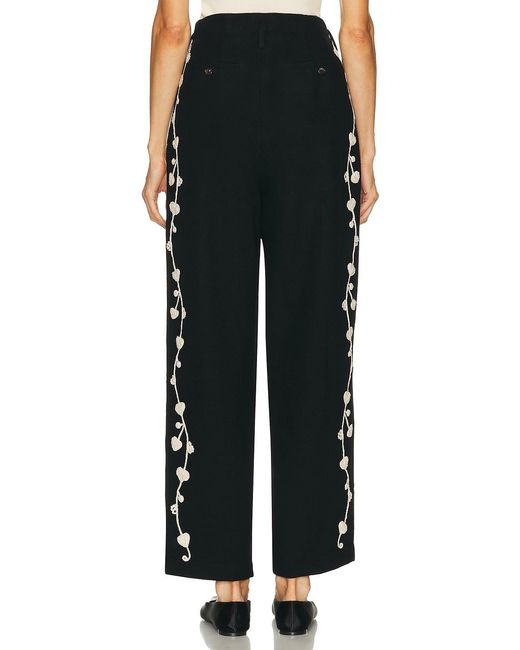 Bode Black Snowdrop Applique Murray Trouser