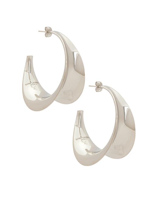 Saint Laurent White Hoop Earrings