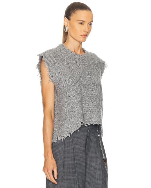 R13 Gray Boyfriend Cable Sweater Vest