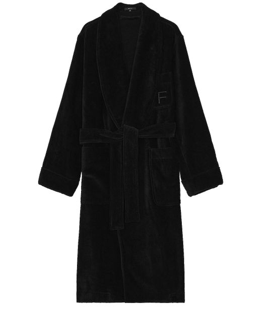 Tom Ford Black Towelling Shawl Collar Robe for men