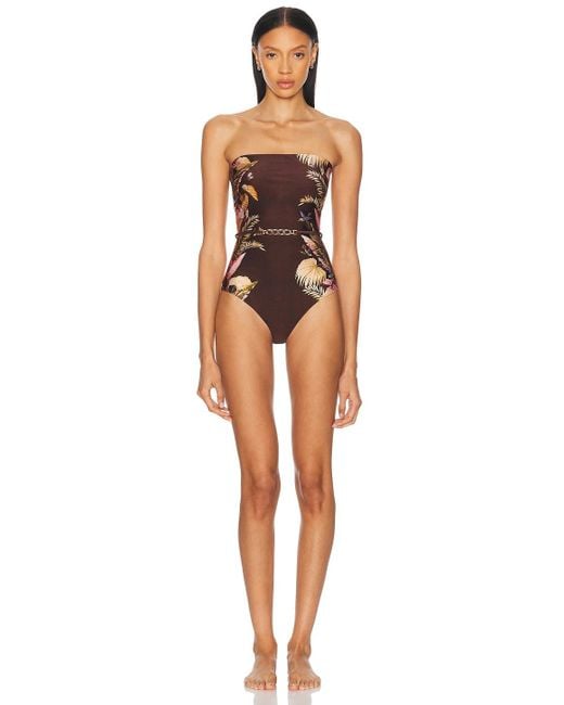 Zimmermann Multicolor Ascension Bandeau One Piece Swimsuit