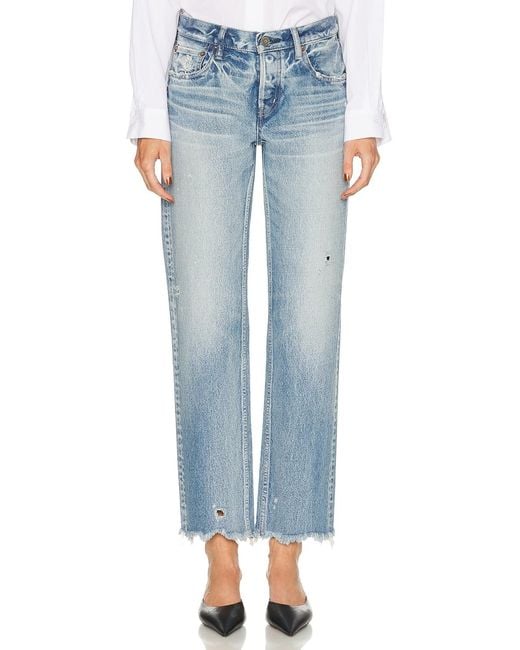 Moussy Women's Blue Mattapan Straight Low Rise Jeans