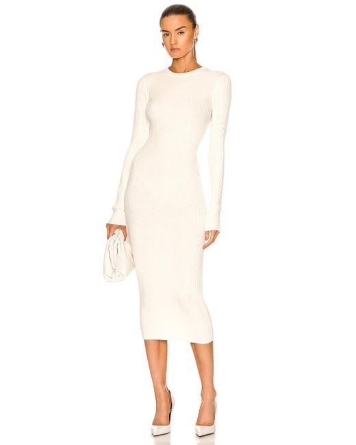 Wardrobe NYC White Ribbed Long Sleeve Dress