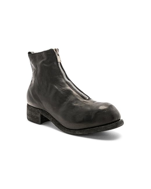 Guidi Black Soft Horse Full Grain Front Zip Boots for men
