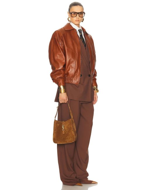 Saint Laurent Brown Small Le 5 A 7 Supple Shoulder Bag