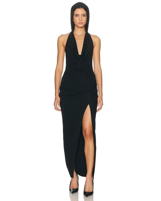 Halo Black Hooded Draped Dress