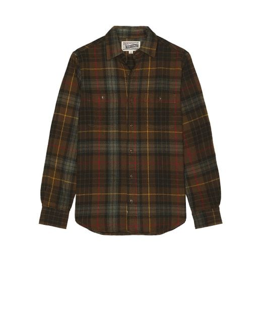 Schott Nyc Green Flannel for men