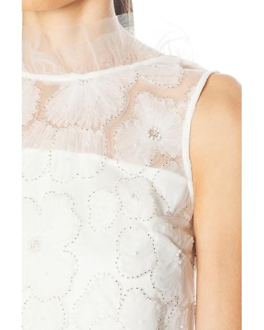 Self-Portrait Tulle Satin Bow Mini Dress in White | Lyst
