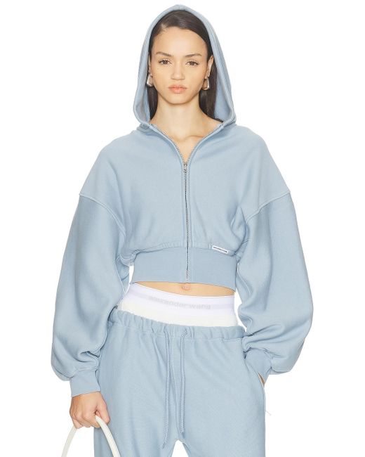 Alexander Wang Blue Cropped Zip Up Jacket