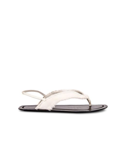 The Row Satin Fray Flat Sandals in Ivory & Black (White) | Lyst UK