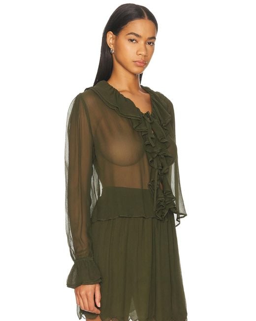 Bode Green Flounce Blouse
