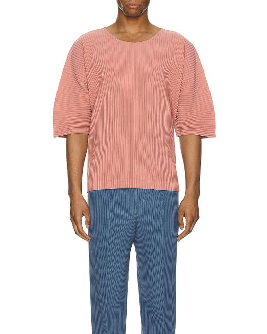 Homme Plissé Issey Miyake Pink Pleated T-shirt for men