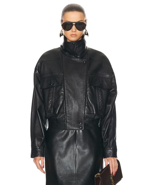 Saint Laurent Black Leather Bomber Jacket
