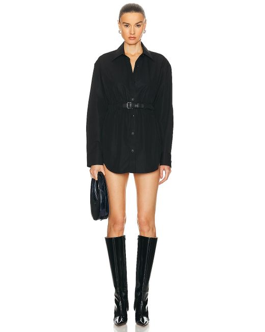 Alexander Wang Black Button Down Tunic Dress With Leather Belt