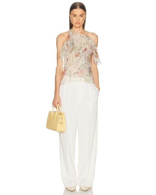 McQueen White Halter Neck Ruffle Top