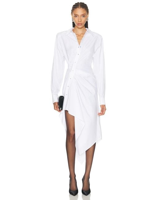 Mugler Asymmetrical Shirt Dress in White | Lyst