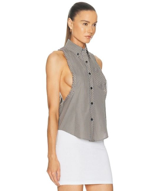 Versace Gray Sleeveless Button Up Top