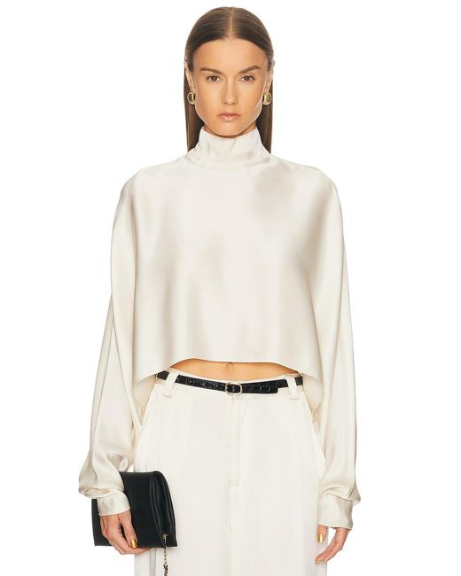LAPOINTE White Satin Caftan Top