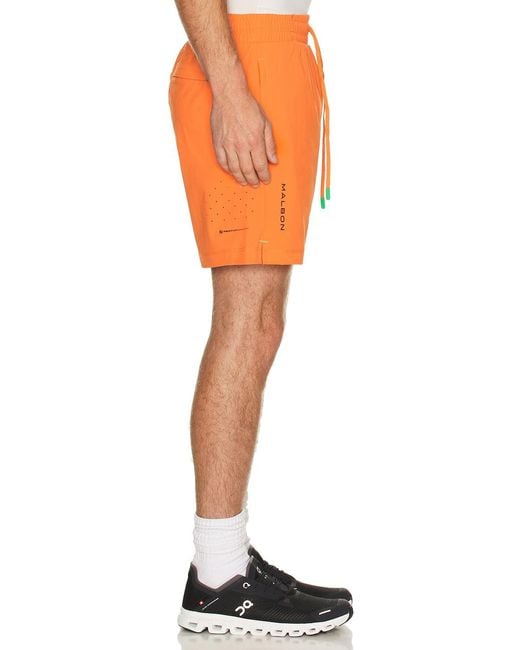 Malbon Orange Performance Poly Tech Short for men