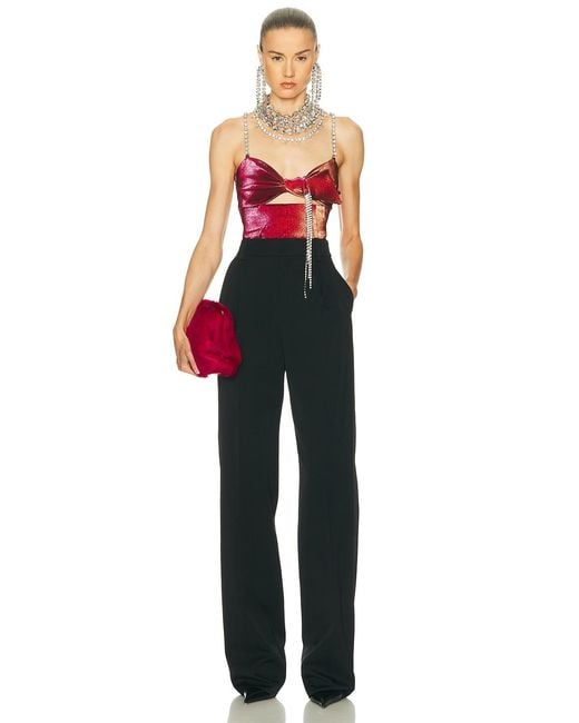 Area Red Crystal Cutout Top