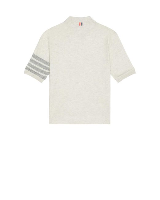 Thom Browne White Short Sleeve Rib Cuff Polo for men