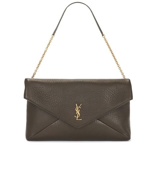 Saint Laurent Brown Envelope Pouch On Chain