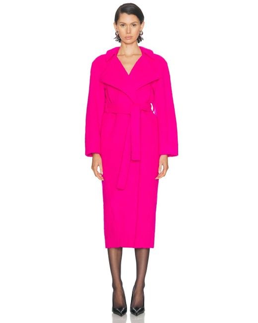 LAPOINTE Pink Fuzzy Coating Belted Coat