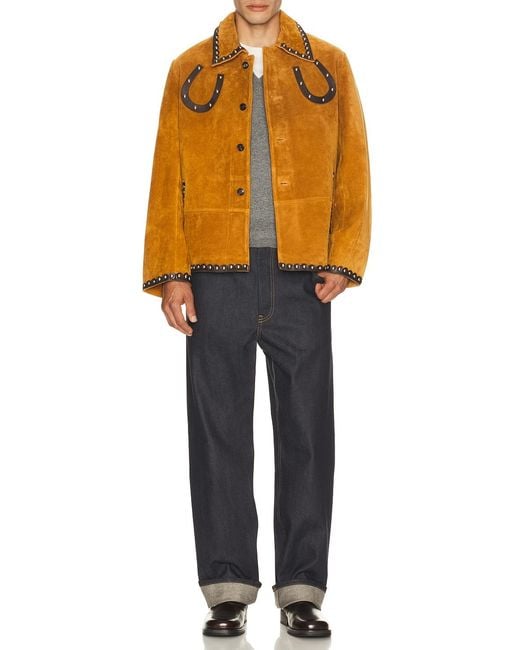 Bode Orange Suede Carson Jacket for men